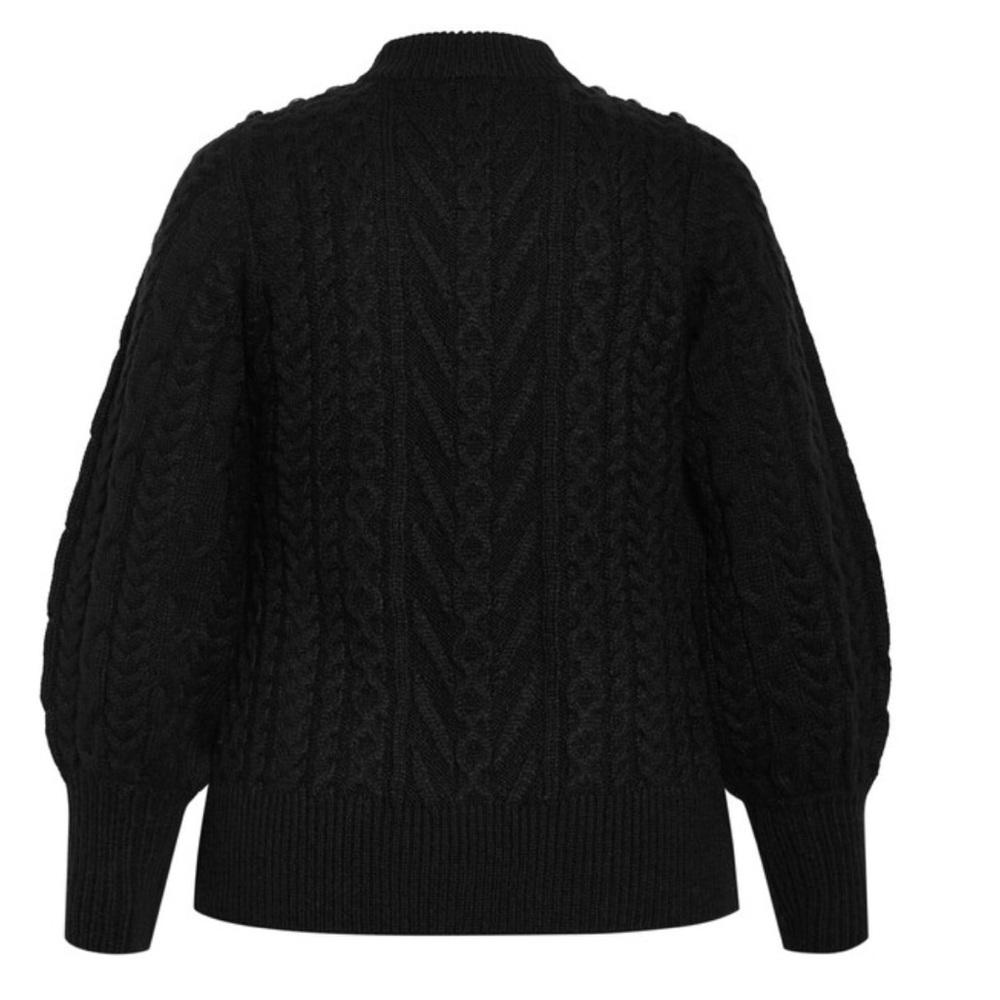 NEW| Women’s City Chic Saskia Soft Long Sleeve Cozy Sweater In Black - Picture 4 of 6